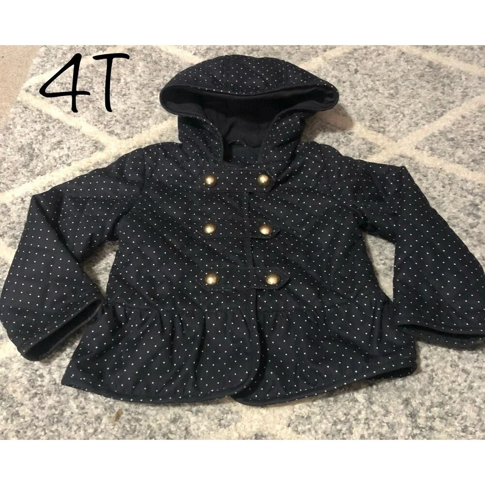 Gap Kids Girls Black Quilted Peplum Jacket - Micro-Fleece Lined - Size 4T